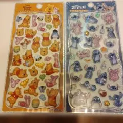 R*U様 Disneyプーさん、スティッチプチドロップステッカー2枚セット