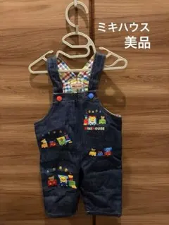 ミキハウス デニムロンパース トレイン刺繍