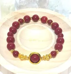 辰砂 天然石 ビーズブレスレット