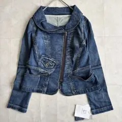 新品タグ付✨ キューブキューブ スタンドカラーWジップデニムジャケット 青38