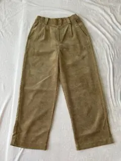 ベージュ コーデュロイ ワイドレッグパンツ