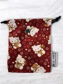 2008 古着 ハローキティ サンリオ SANRIO　七福きてぃねこ 巾着袋のサムネイル