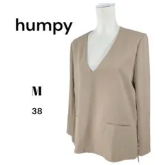 humpyレディース　Vネック トップス　プルオーバー【M】ベージュ