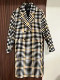チェック柄 ダブルブレスト ロングコート