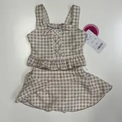 ベージュチェック セパレート水着 123-130cm