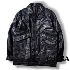 A-2 本革 リアルレザー ブラック 黒 短丈 フライト ブルゾン ジャケット