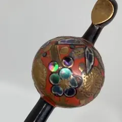120827 アンティーク　本鼈甲　螺鈿金蒔絵　梅文様　玉　かんざし