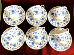 NORITAKE青い花柄 陶器 カップ・ソーサー 6客セット