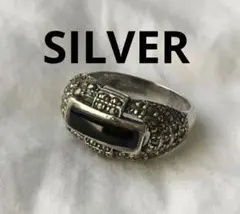 ビンテージ　オニキス　シルバー　リング　SILVER　マーカサイト