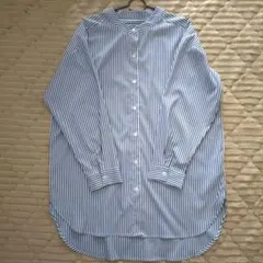 青と白のストライプ 長袖シャツ Fサイズ