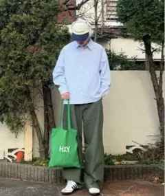 グリーンデニムワイドパンツ