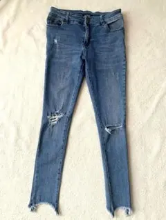 INGNI（イング）】デニム/ダメージジーンズ/裾切りっぱなし/スキニーパンツ