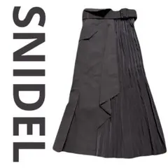 ✅超美品 SNIDEL スナイデル プリーツ 切替 ベルト付 ロングスカート 茶