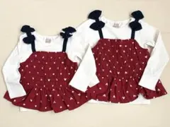 リボン付きミッキー柄長袖カットソー 90cm、110cm