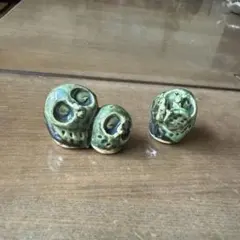 陶器製 ふくろう 置物 2点セット インテリア