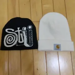 ニット帽セット 黒 白 Carhartt