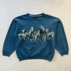 【希少】90s USA製 アニマル オオカミ ウルフ スウェット トレーナー