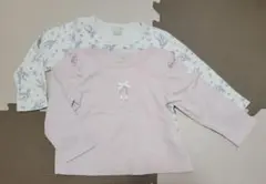 プティマイン　長袖カットソー 2枚セット 100㎝　花柄、ピンク