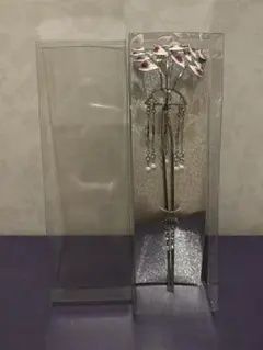 未使用 花 揺れる パール付きチェーン シルバー 簪 かんざし 髪飾り 和装小物