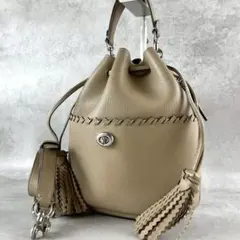 現行 美品 コーチ 2way ローラ バケット ショルダーバッグ ハンドバッグ