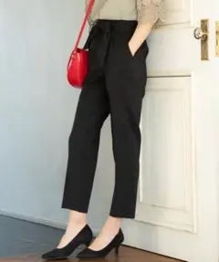 新品☆vis☆ベルト付きテーパードパンツ☆ブラック