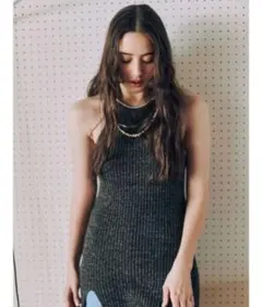 新品未使用*Ungrid ホルターネックスリットチュニック チャコールグレー