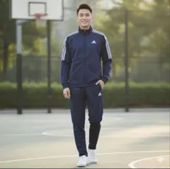 adidas ジャージ上下セット ネイビー Mサイズ