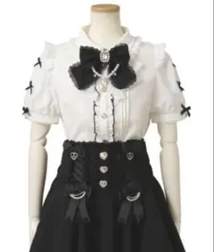 lizlisa レーススラッシュスリーブブラウス　ホワイトxブラック