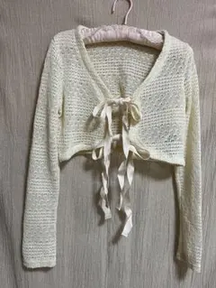 Dazy アイボリー クロップドカーディガン L