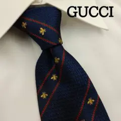 美品】 GUCCI グッチ ネクタイ GG柄 蜂ハチ ブラウン系 高級シルク
