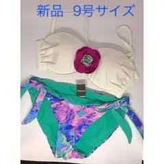 水着　新品　M　9号　ビキニ　花　チューブトップ　日本製 プール　海