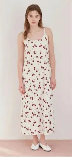 新品タグ付き ジェラートピケ チェリー柄カップインキャミワンピース
