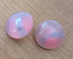 【未使用】ヴィンテージボタン 2個セット ピンク マーブル15mmレトロ匿名配送