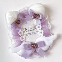 【No.412】紫系♡猫耳リボンのレースデコトレカケース　硬質ケース