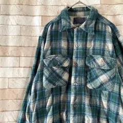 ペンドルトン 70s USA製 オープンカラーシャツ ウール チェック柄 M