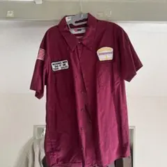 ワインレッド 半袖シャツ