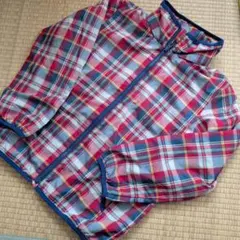 チェック柄ジャケット ウインドブレーカー 140 マザウェイズ フード付き