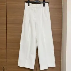 PLST ワイドパンツ リネンブレンド ホワイト S