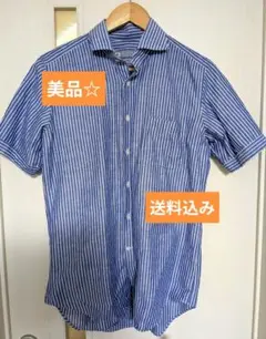 Cucitura 半袖シャツ リネンコットン　 スリムフィット M　スーツカンパ