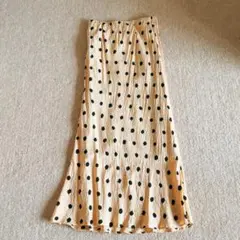 Spick & Span ベージュ黒水玉ロングスカート　スピックスパン