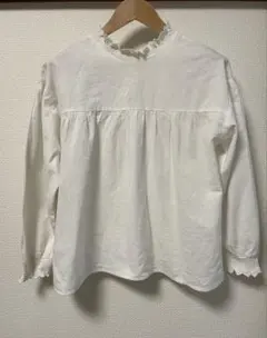 サマンサモスモス　2way襟元レースブラウス　キナリ 長袖　袖口ゴム