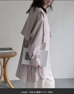 【ap retro】バックプリーツバンドカラーシャツ 襟付き