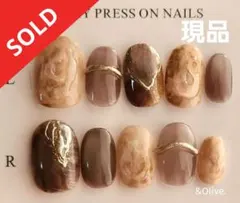 現品【№86】秋ネイル　ゴールド　マグネット　ニュアンス　ネイルチップ