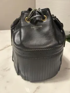 J&M DAVIDSON ブラックフリンジショルダーバッグ