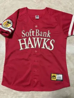 福岡ソフトバンクホークス ピンクレッドユニフォーム マジェスティック製 Mサイズ