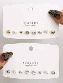 新品　デコレーション　スタッドピアス8点セット×2セット　まとめ売り　人工真珠