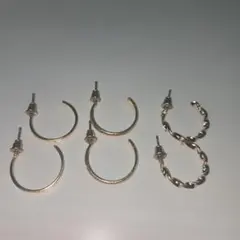 ゴールドフープピアス レディース 3点セット