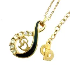 Dior　ネックレス　CDロゴ　ラインストーン　ゴールド　ブラック