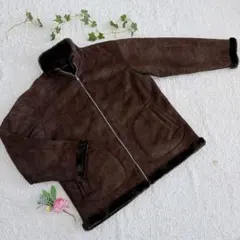 ルイシャブロン ムートン調ジャケット 4L 大きいサイズ 裏ボア ダークブラウン