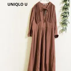 ユニクロU ボウタイワンピース S 新品タグ付き　ロング丈　軽やか　フェミニン♡